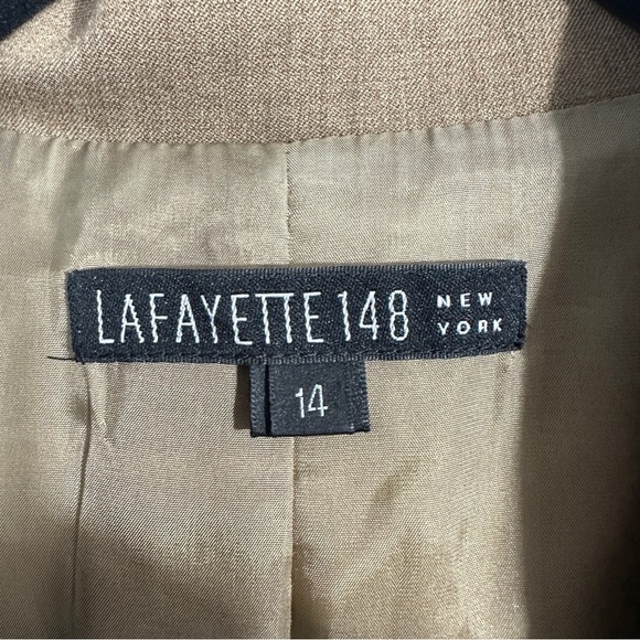 Lafayette 148 wool blend blazer, size 14, flip cuffs, brown, office, evening - Picture 2 of 9